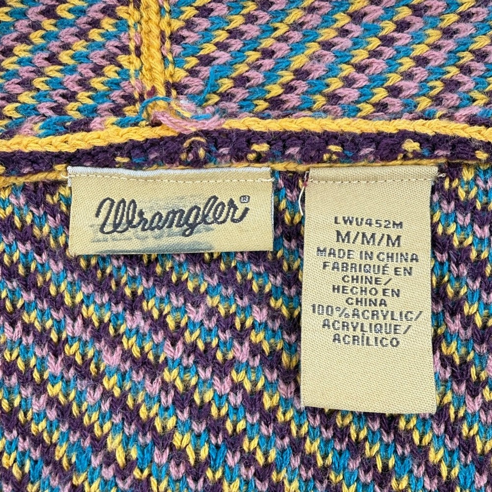 Wrangler Southwestern Stripe Open Front Cardigan Sweater Multicolor Women M - Picture 5 of 7